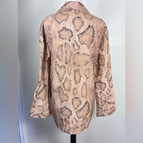 Mara Hoffman Iris Linen Snake Print Button Down Oversized Blouse - Picture 6 of 6